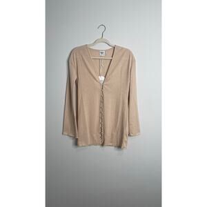 Princess Polly Pearl Button Cardigan Top Women’s XXS Size 0 Tan NWT